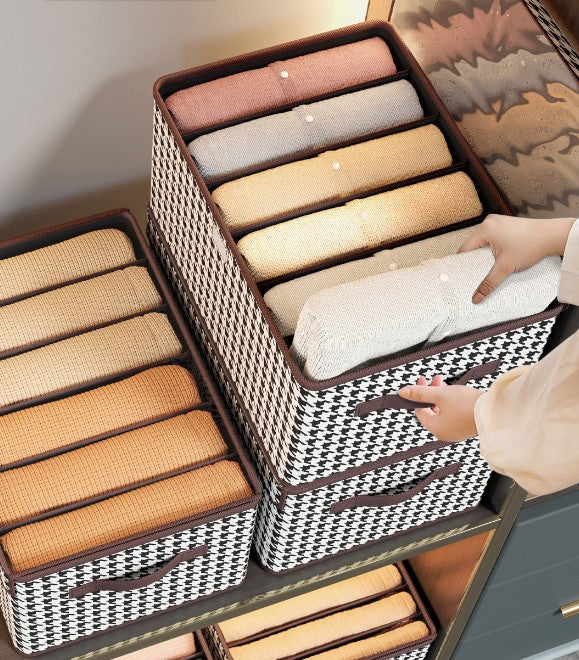 Fabric Foldable Wardrobe Clothes Storage Box with Cover.